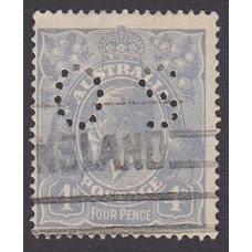 Australian    King George V    4d Blue   Single Crown WMK  Perf O.S. Plate Variety 2L38..